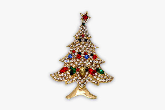 Picture of Rhinestone Crystal Christmas Tree Brooch | Unisex  Christmas Brooch Pin - Gift Item