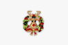 Picture of Vintage Christmas pin | Wreath & Goldtone Deer Head Brooch - Rhinestone Brooch