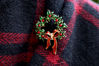 Picture of Vintage Christmas  Wreath pin\ Brooch - Rhinestone Brooch