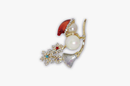 Picture of Unique Christmas Brooch With Pearl | Rhinestone Brooch | Christmas Brooch
