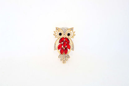 Picture of Crystal Opal Red Owl Brooch | Jewelry Pin for Halloween Party