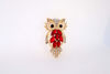 Picture of Crystal Opal Red Owl Brooch | Jewelry Pin for Halloween Party