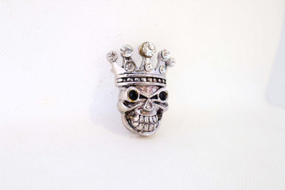 Picture of Skull Brooch | Shine Clear Rhinestones Scary Punk Skull with Crown Pin