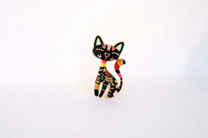 Picture of Halloween Brooch | Enamel Black Cat Cartoon Pin | Cute Black Cat Brooch