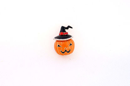 Picture of Pumpkin Brooch | Enamel Rhinestones Black Witch Hat Pumpkin Brooch | Halloween Lapel Pin