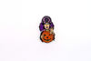 Picture of Witch Brooch | Scary Enamel Cartoon Witch with Pumpkin Lapel Pin | Halloween Brooch