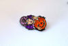 Picture of Witch Brooch | Scary Enamel Cartoon Witch with Pumpkin Lapel Pin | Halloween Brooch