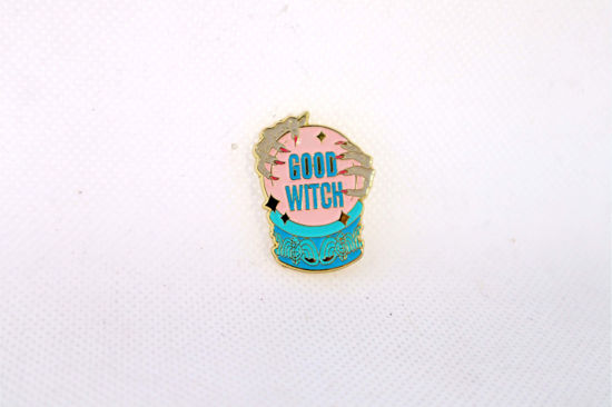 Picture of Witch Pin | Enamel Cartoon Magic Good Witch Lapel Pin | Halloween Brooch