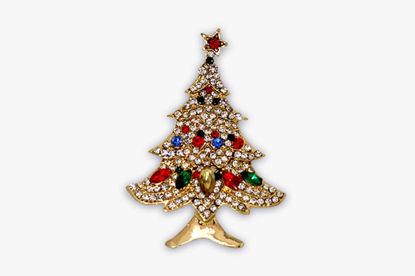 Picture of Rhinestone Crystal Christmas Tree Brooch | Unisex Christmas Brooch Pin - Perfect Gift