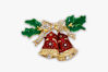 Picture of Christmas Pins & Brooches | Double Bells Christmas Brooch - Rhinestone Brooch