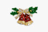 Picture of Christmas Pins & Brooches | Double Bells Christmas Brooch - Rhinestone Brooch