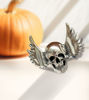 Picture of Crystal Horror Winged Skull Brooch | Halloween Lapel Pin | Gothic Jewelry