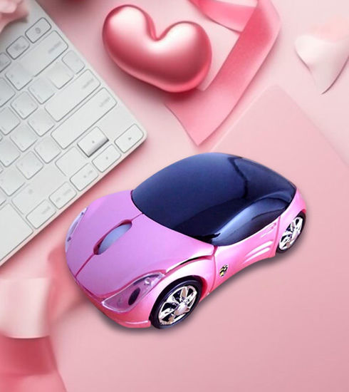 Picture of 2.4GHz Wireless Pink 3D Sports Car Mouse with USB Receiver for PC Laptop Computer