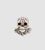 Picture of Shine Clear Rhinestones Floral Punk Skull Brooch | Skull Bones Head Pin