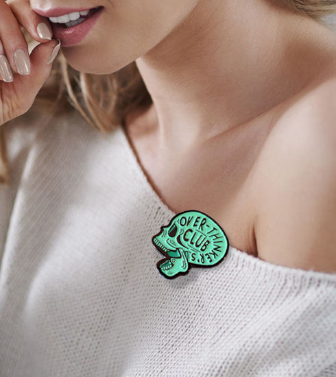 Picture of Skull Brooch | Enamel Cartoon Punk Skull Lapel Pin | Over Thinker’s Club