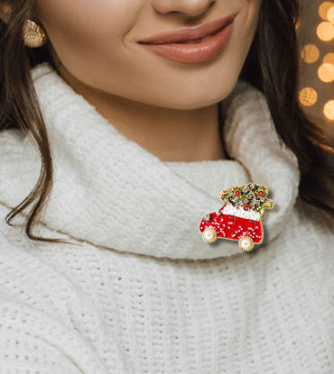 Picture of Cute Mini Car Christmas Brooch | Christmas Brooch Pins - Fashion Jewelry